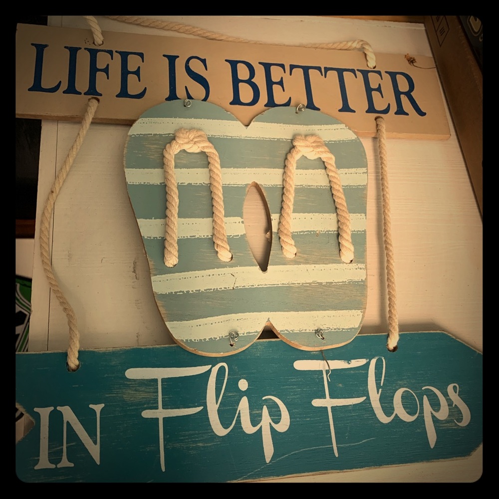 Hanging wooden sign